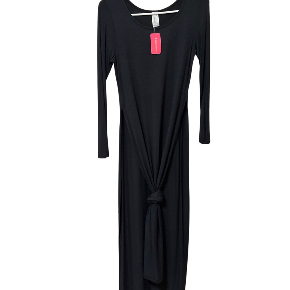 NWT: Long Sleeve T-shirt Double Deep Side Split Slit Maxi Dress